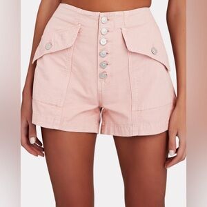 VERONICA BEARD Robbie Button-Front Canvas Cotton Rosewood Pink Shorts EUC Sz 26